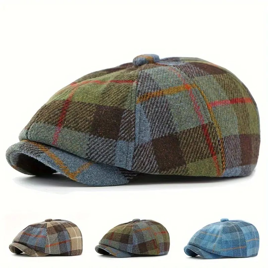 CASEY | Plaid Wool-Blend Newsboy Cap