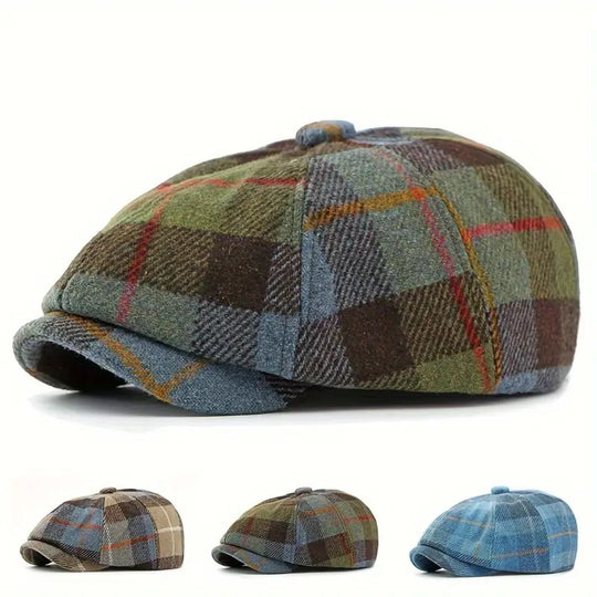 CASEY | Plaid Wool-Blend Newsboy Cap