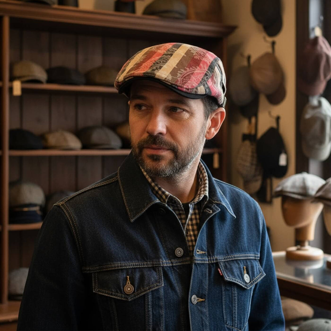 FALLON | Striped Flat Cap