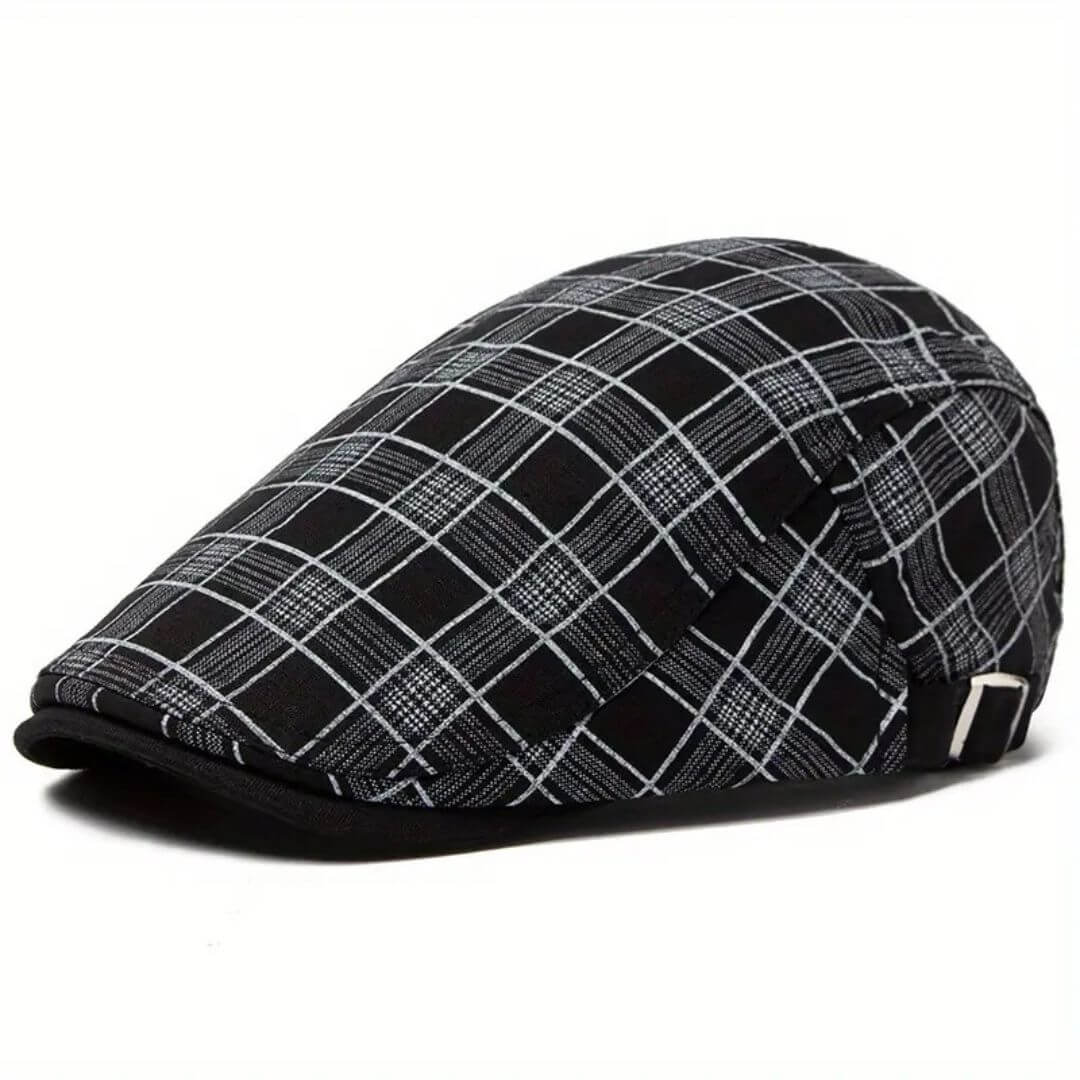 FINNEGAN | Linen-Cotton Plaid Flat Cap