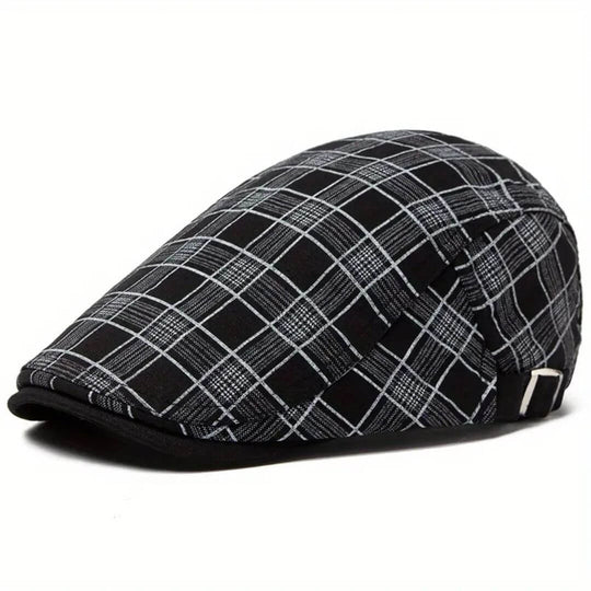 FINNEGAN | Linen-Cotton Plaid Flat Cap