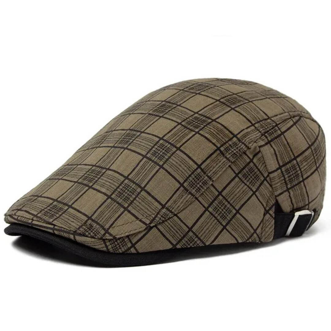 FINNEGAN | Linen-Cotton Plaid Flat Cap