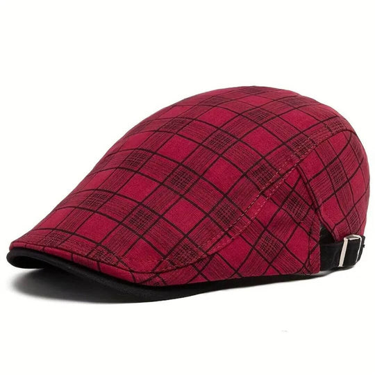 FINNEGAN | Linen-Cotton Plaid Flat Cap