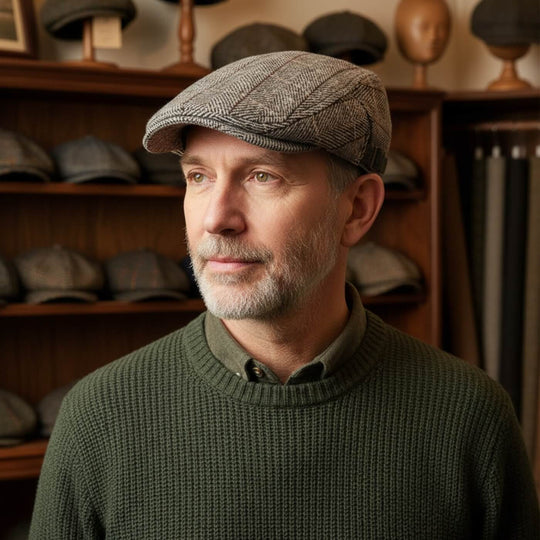 FARRELL | Herringbone Cotton Knitted Flat Cap