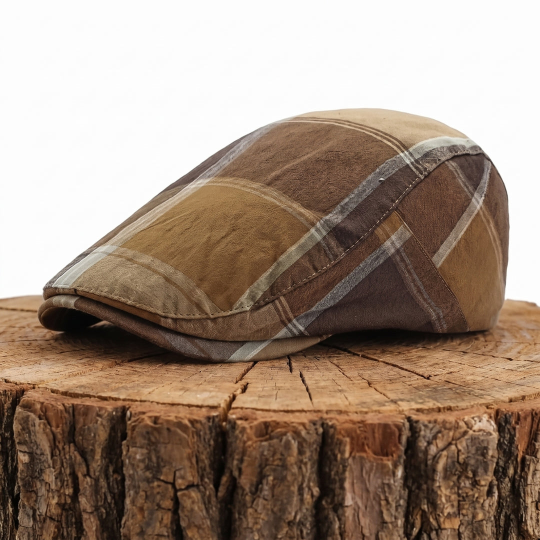 MALONE | Plaid Cotton Flat Cap
