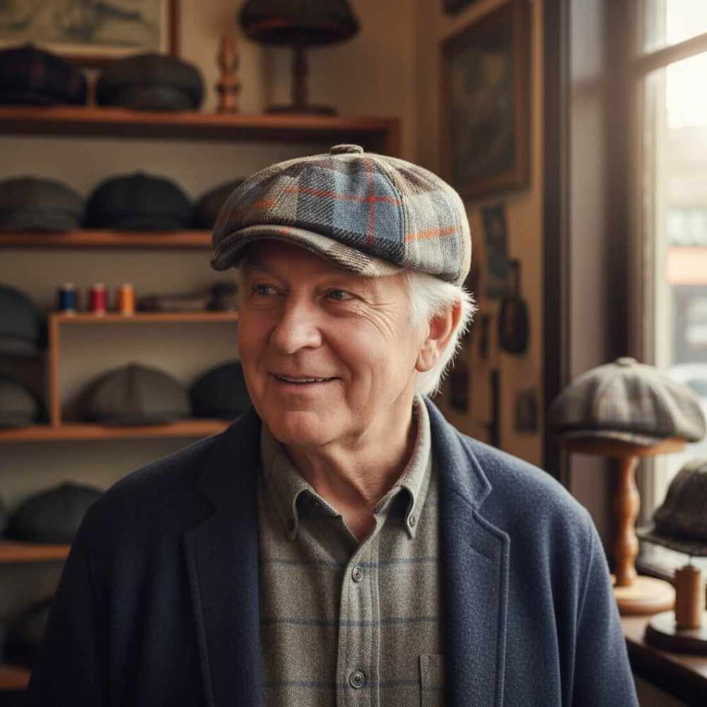 CASEY | Plaid Wool-Blend Newsboy Cap