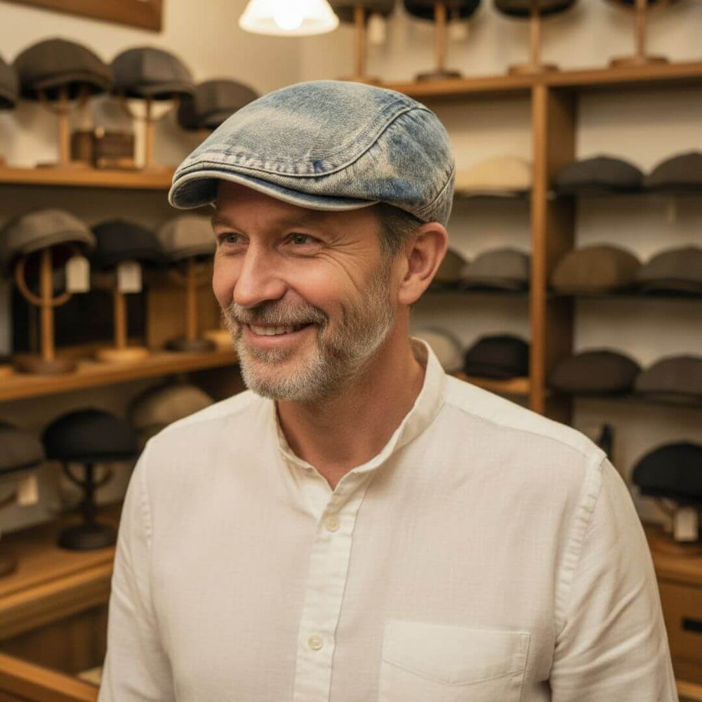 O'CONNOR | Washed Denim Flat Cap