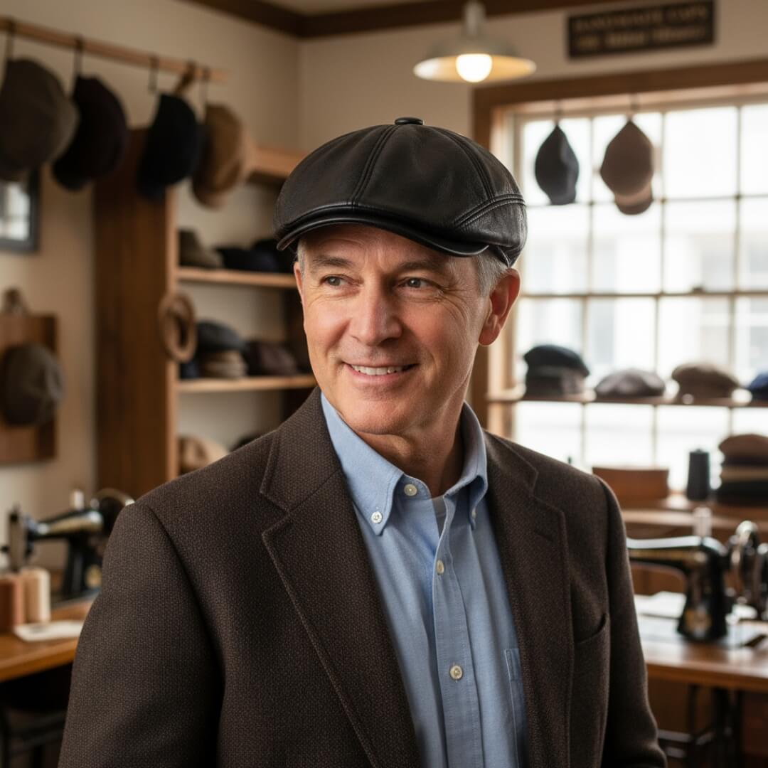 BYRNE | Leather Flat Cap